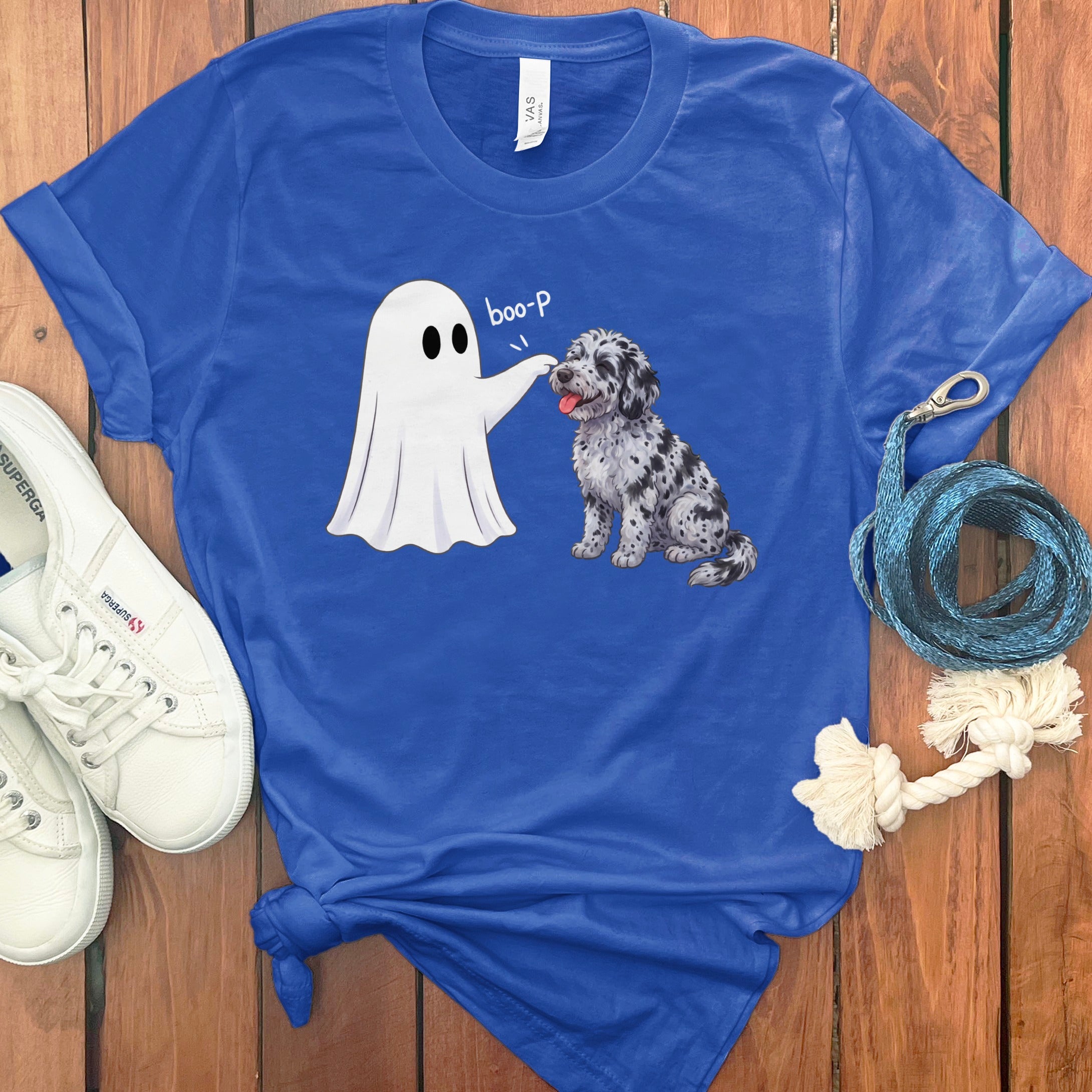 Merle Goldendoodle Ghost Boop T-Shirt in True Royal / S by Puppy Jo