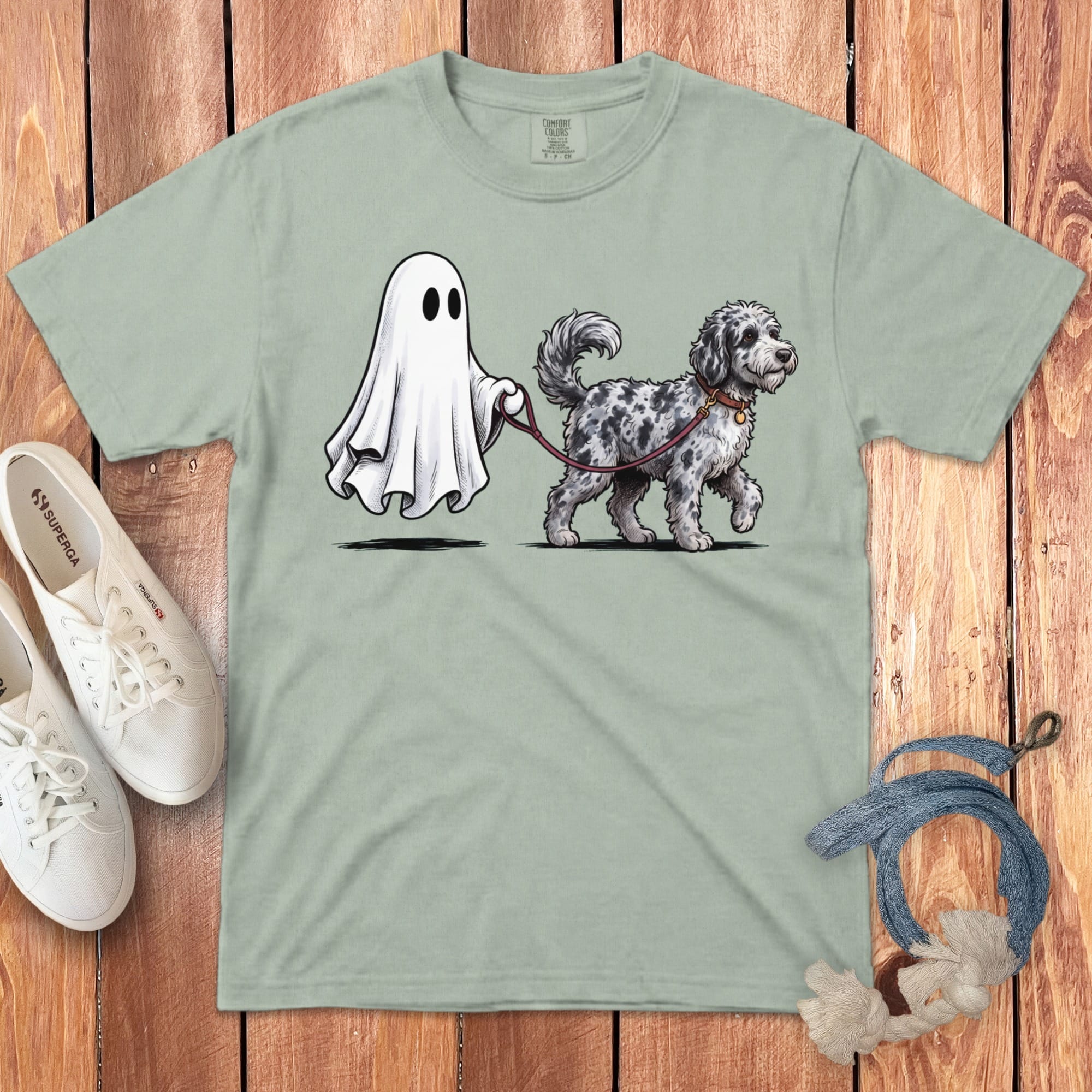 Merle Goldendoodle Ghost Walk Signature T-Shirt in Bay / S by Puppy Jo