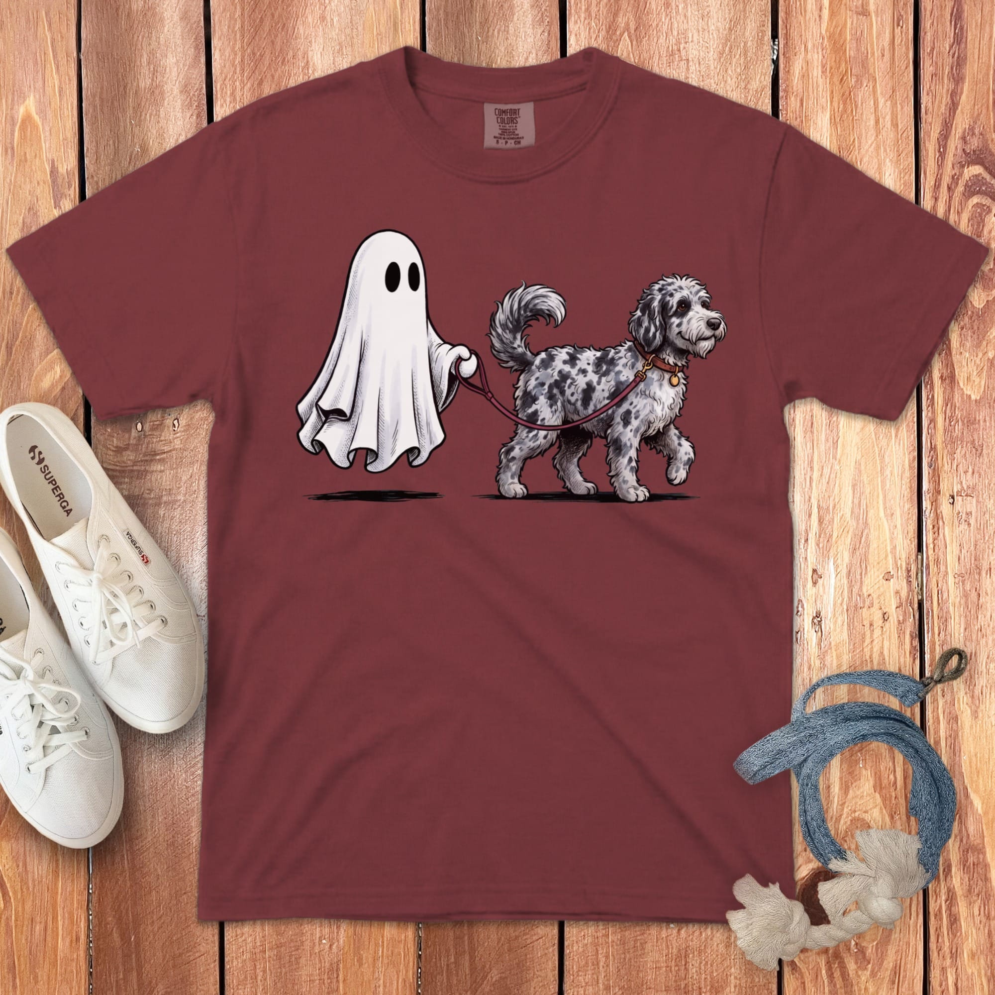 Merle Goldendoodle Ghost Walk Signature T-Shirt in Chili / S by Puppy Jo