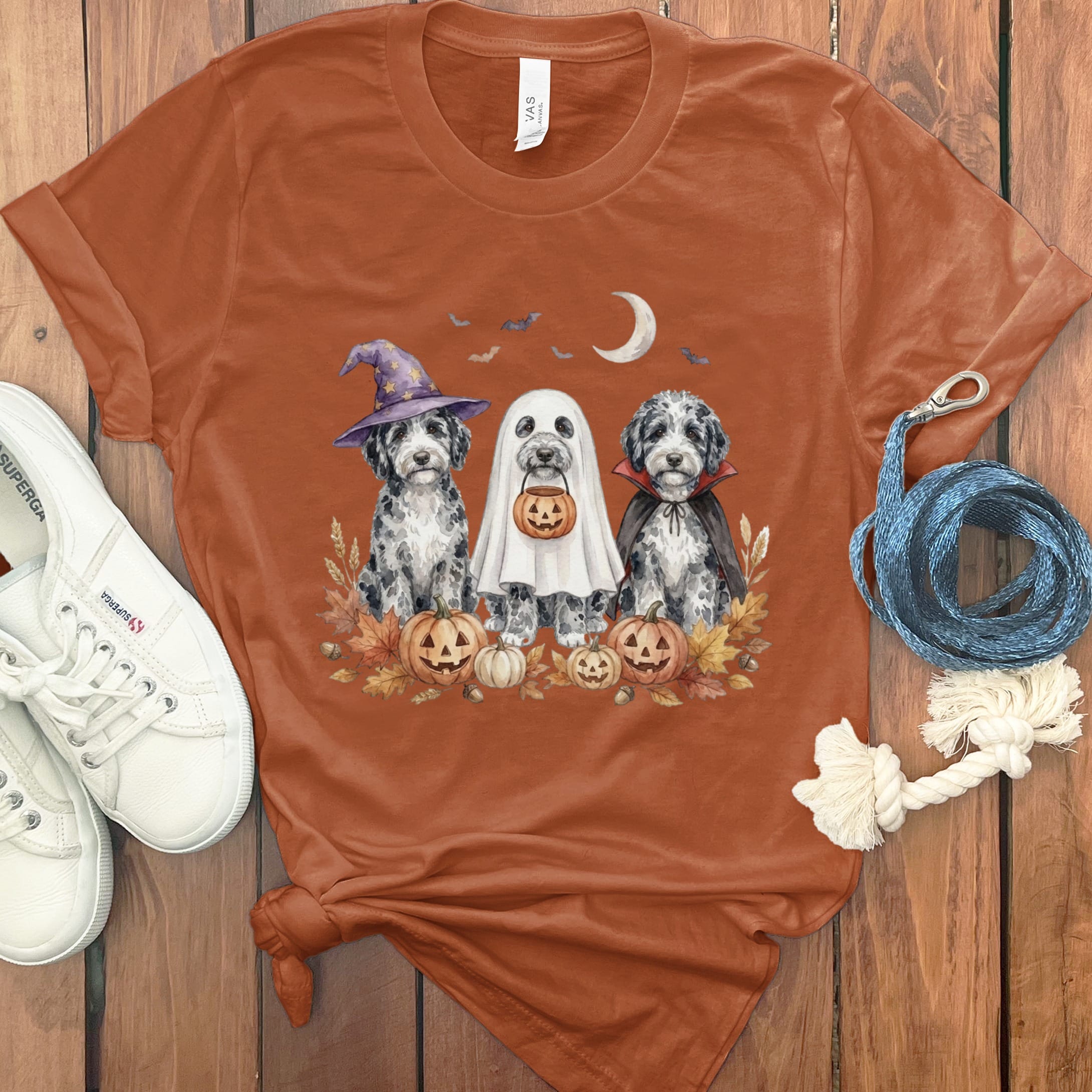 Merle Goldendoodle Halloween Crew T-Shirt in Autumn / S by Puppy Jo