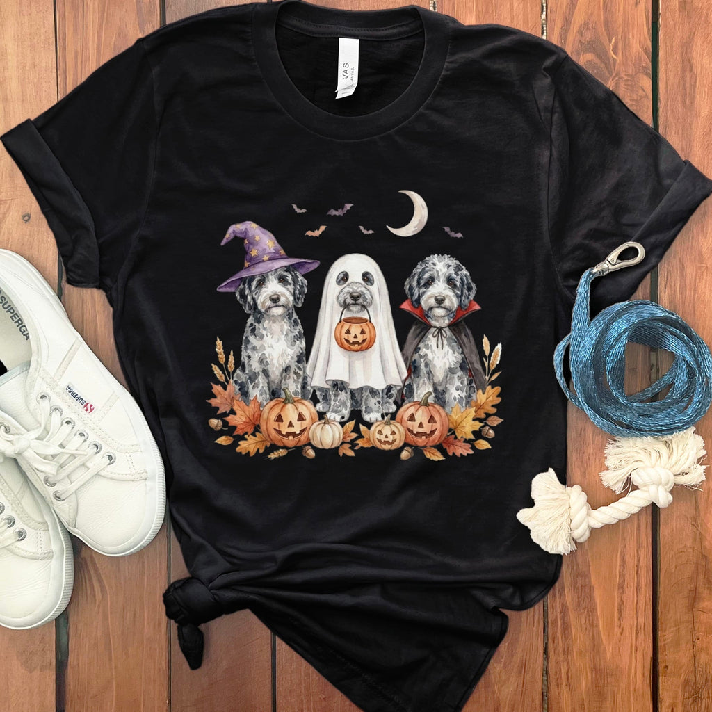 Merle Goldendoodle Halloween Crew T-Shirt in Black / S by Puppy Jo