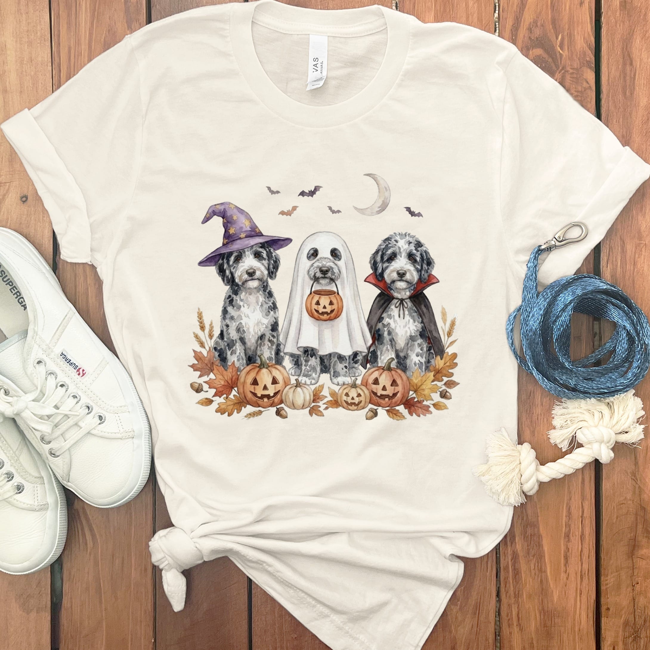 Merle Goldendoodle Halloween Crew T-Shirt in Natural / S by Puppy Jo