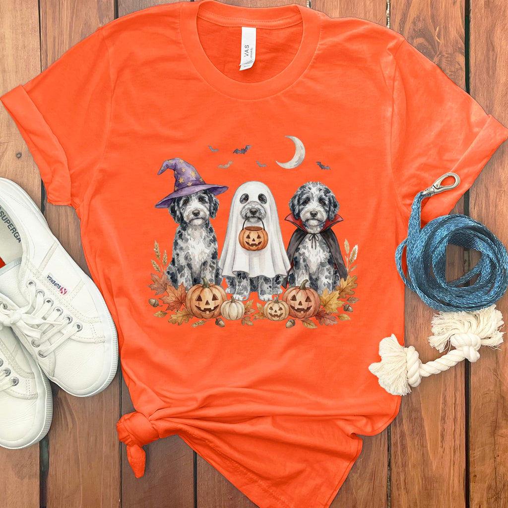 Merle Goldendoodle Halloween Crew T-Shirt in Orange / S by Puppy Jo