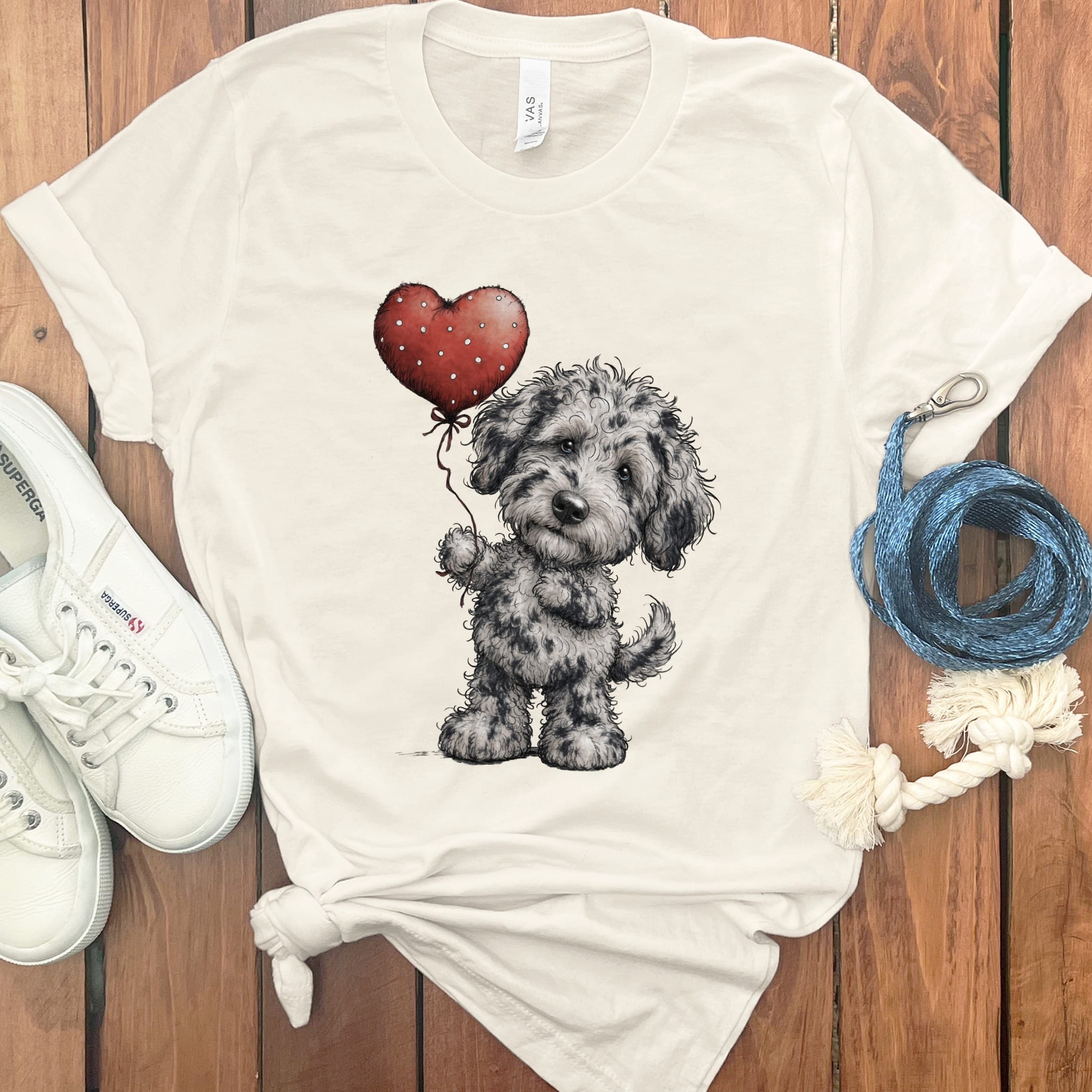 Merle Goldendoodle Heart T-Shirt in Natural / M by Puppy Jo