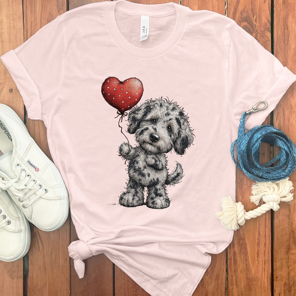 Merle Goldendoodle Heart T-Shirt in Soft Pink / M by Puppy Jo