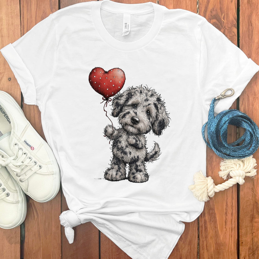 Merle Goldendoodle Heart T-Shirt in White / M by Puppy Jo