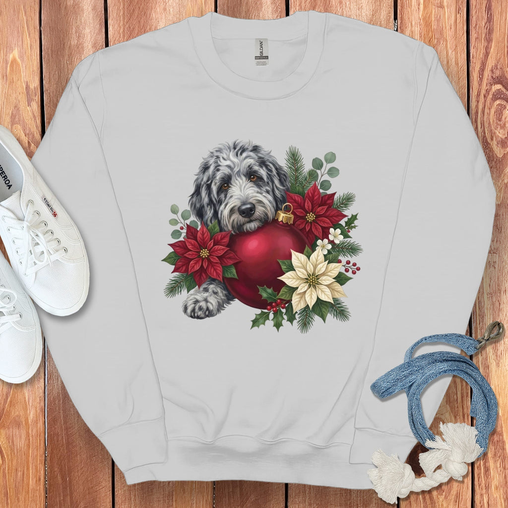 Merle Goldendoodle Holiday Cheer Sweatshirt in Sport Grey / S by Puppy Jo