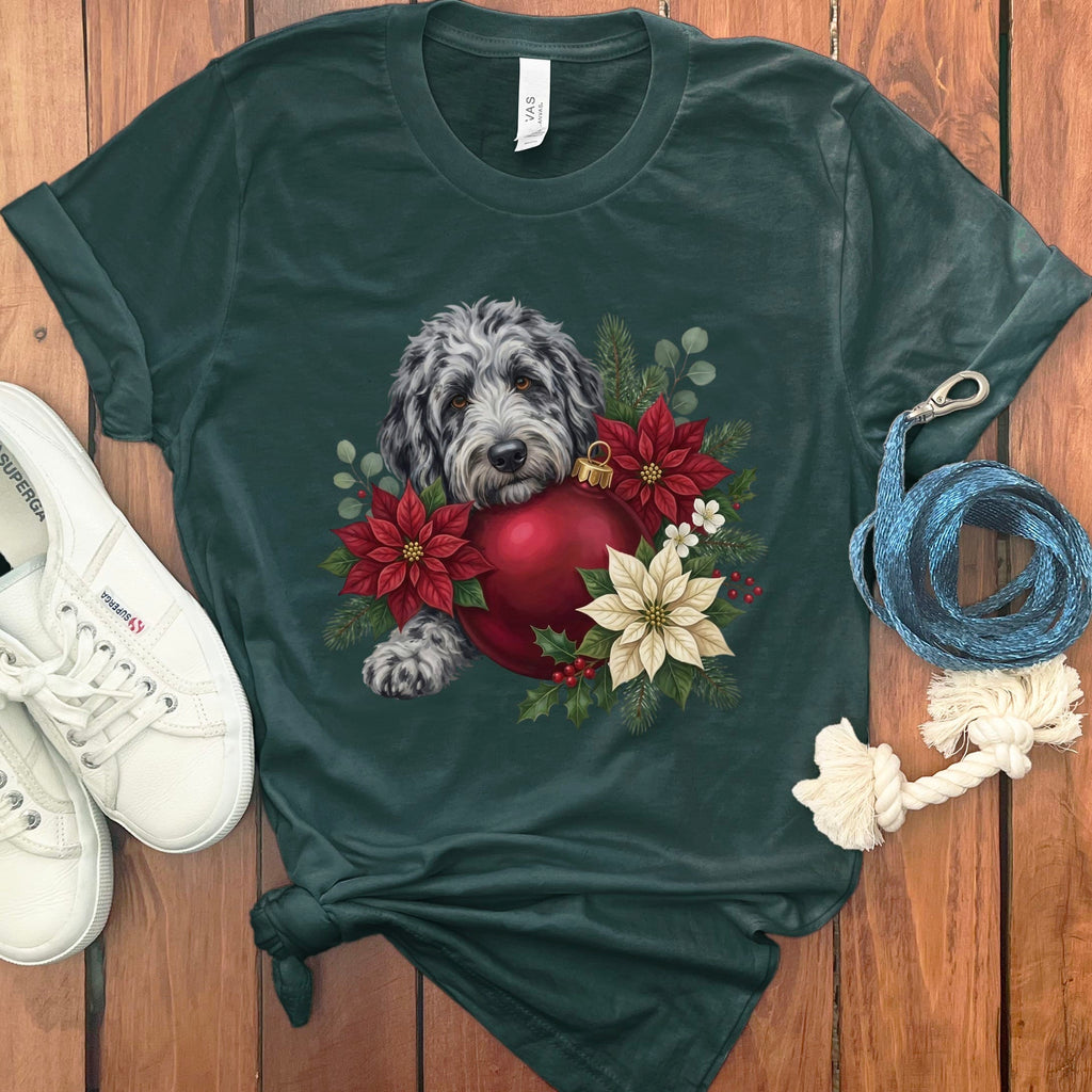 Merle Goldendoodle Holiday Cheer T-Shirt in Forest / S by Puppy Jo