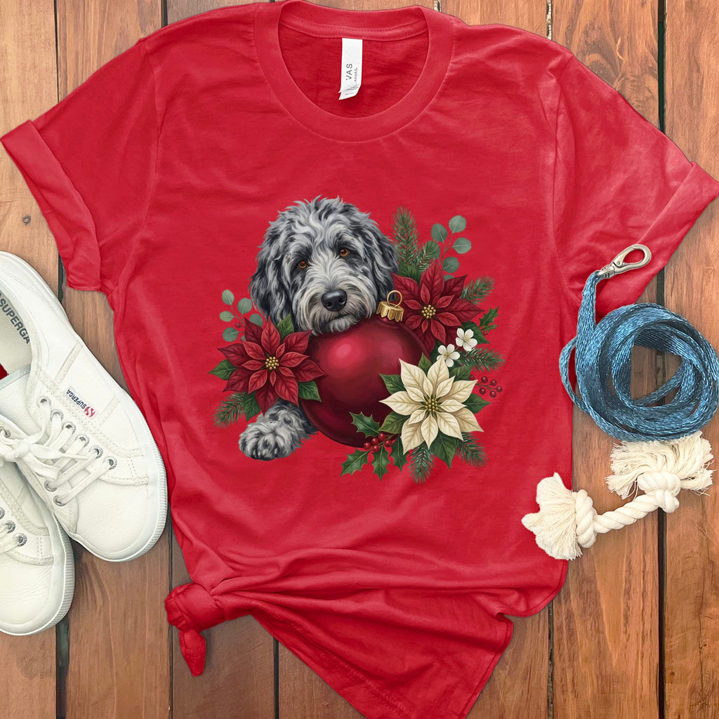 Merle Goldendoodle Holiday Cheer T-Shirt in Red / S by Puppy Jo