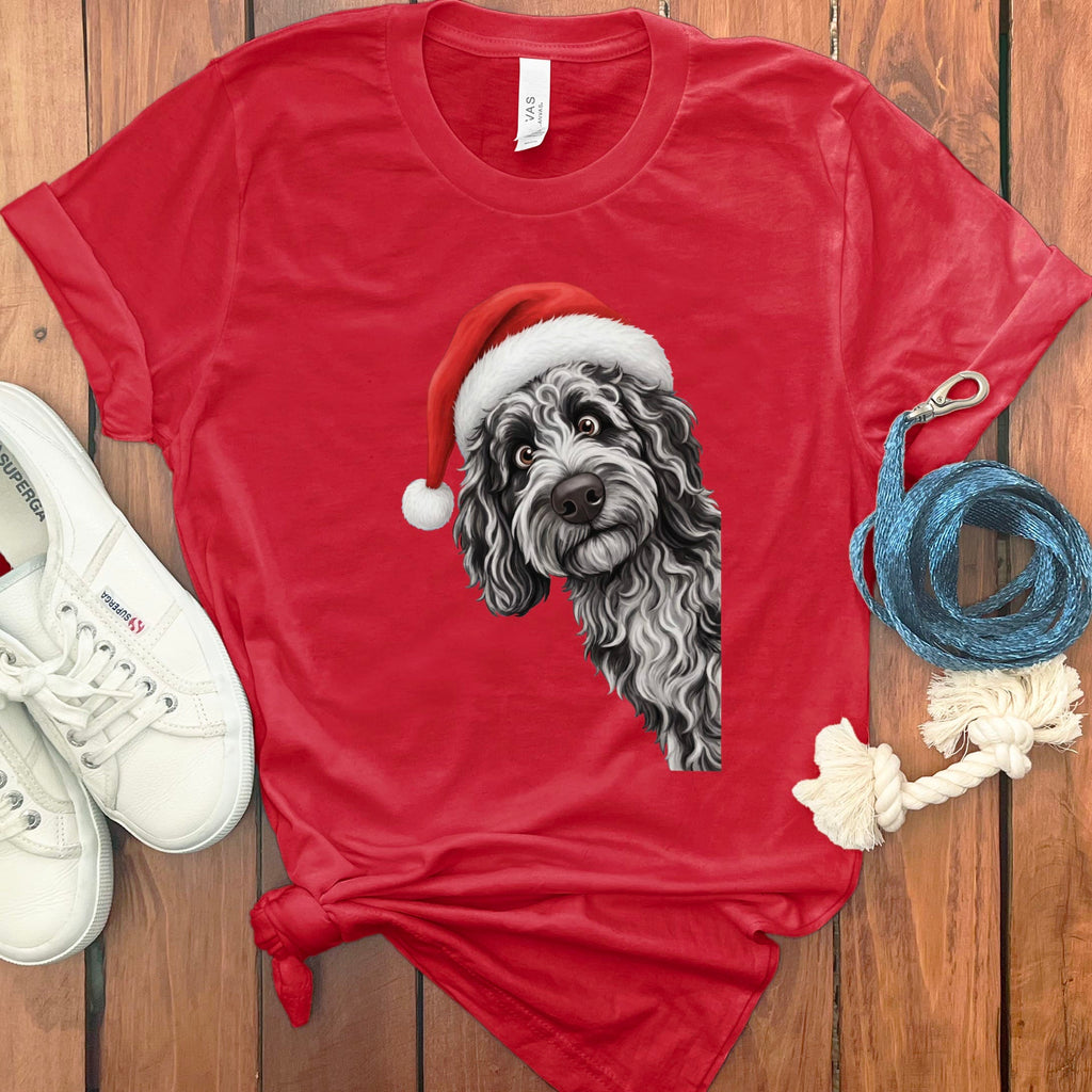 Merle Goldendoodle Holiday Santa T-Shirt in Red / S by Puppy Jo