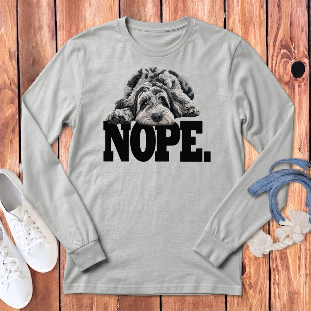 Merle Goldendoodle Labradoodle Nope Long Sleeve T-Shirt in Athletic Heather / M by Puppy Jo