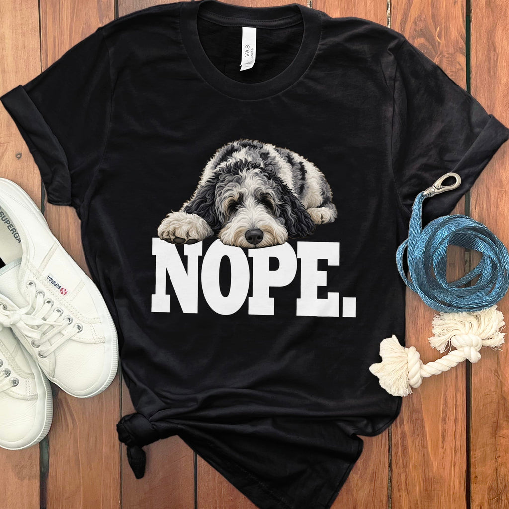 Merle Goldendoodle Nope T-Shirt in Black / S by Puppy Jo