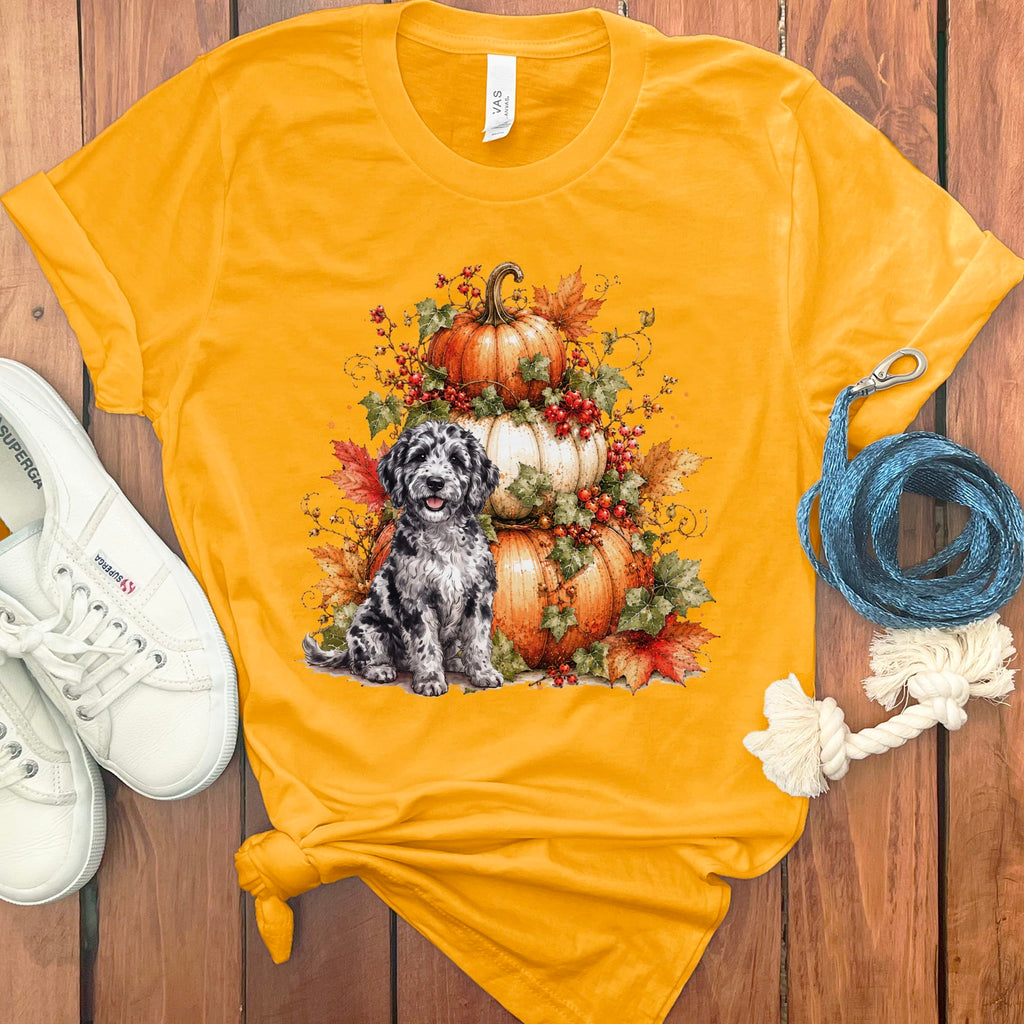 Merle Goldendoodle Pumpkin Ivy T-Shirt in Gold / S by Puppy Jo