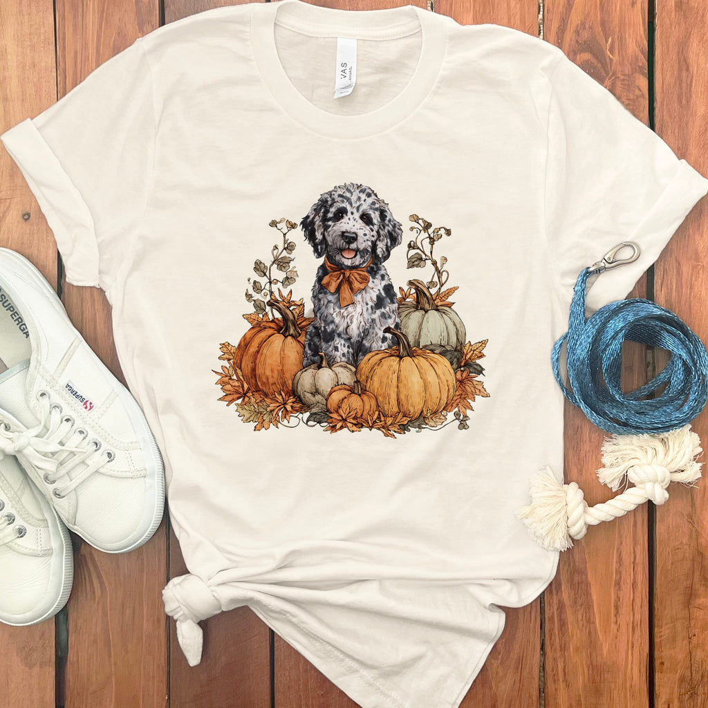 Merle Goldendoodle Pumpkin Time T-Shirt in Natural / S by Puppy Jo
