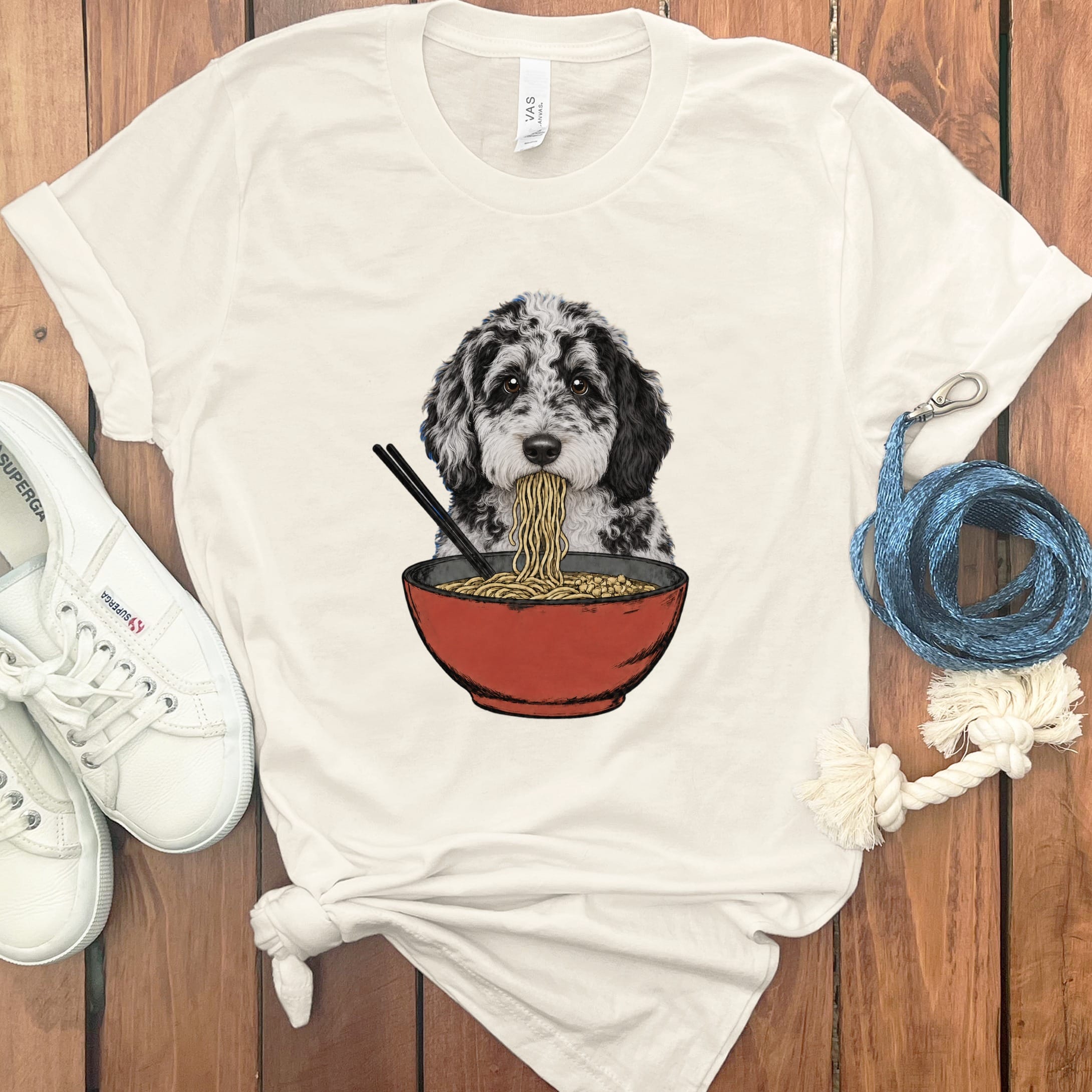 Merle Goldendoodle Ramen T-Shirt in Natural / S / - by Puppy Jo