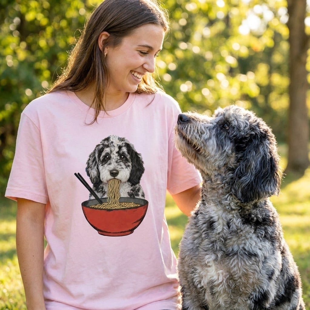 Merle Goldendoodle Ramen T-Shirt in by Puppy Jo