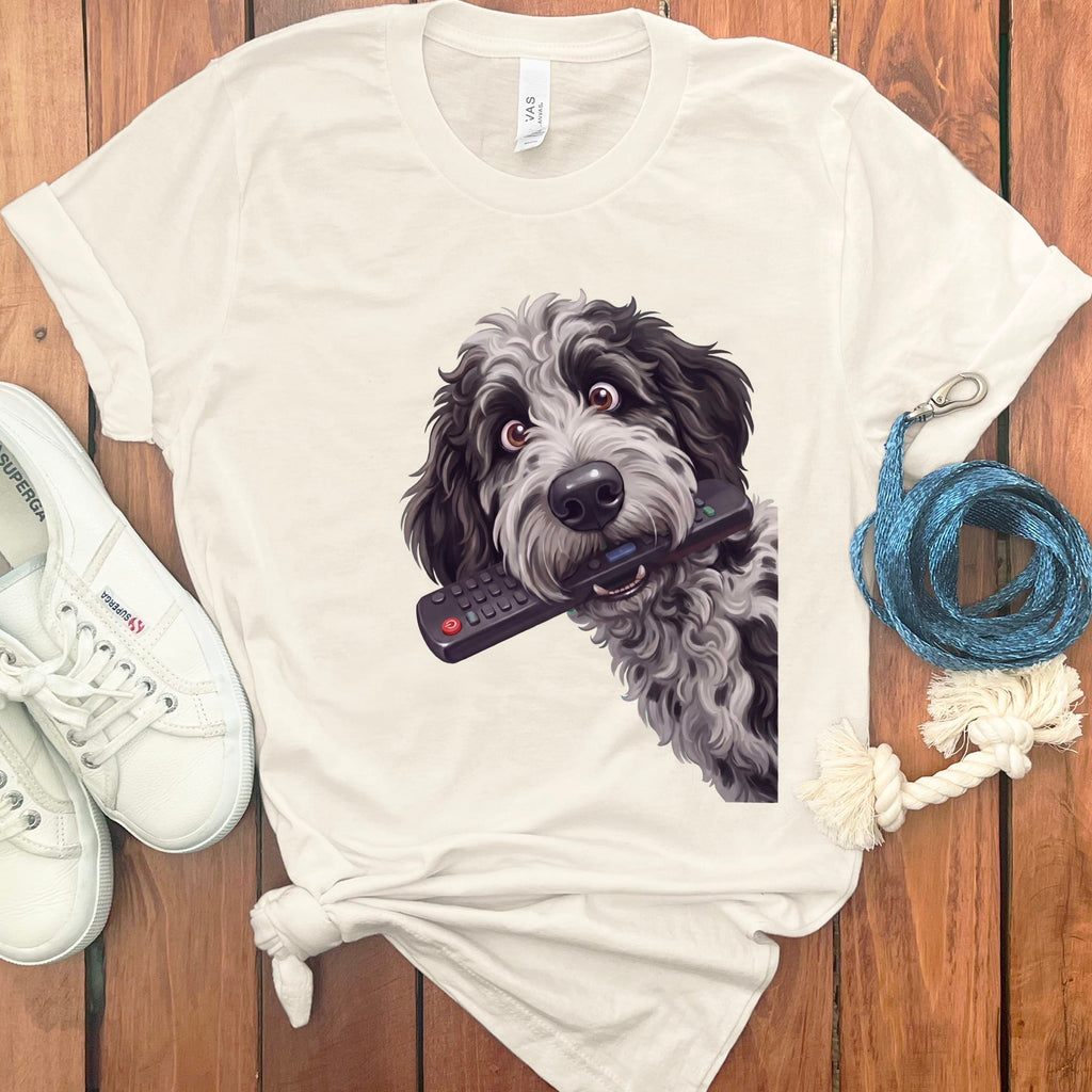 Merle Goldendoodle Remote T-Shirt in Natural / S by Puppy Jo