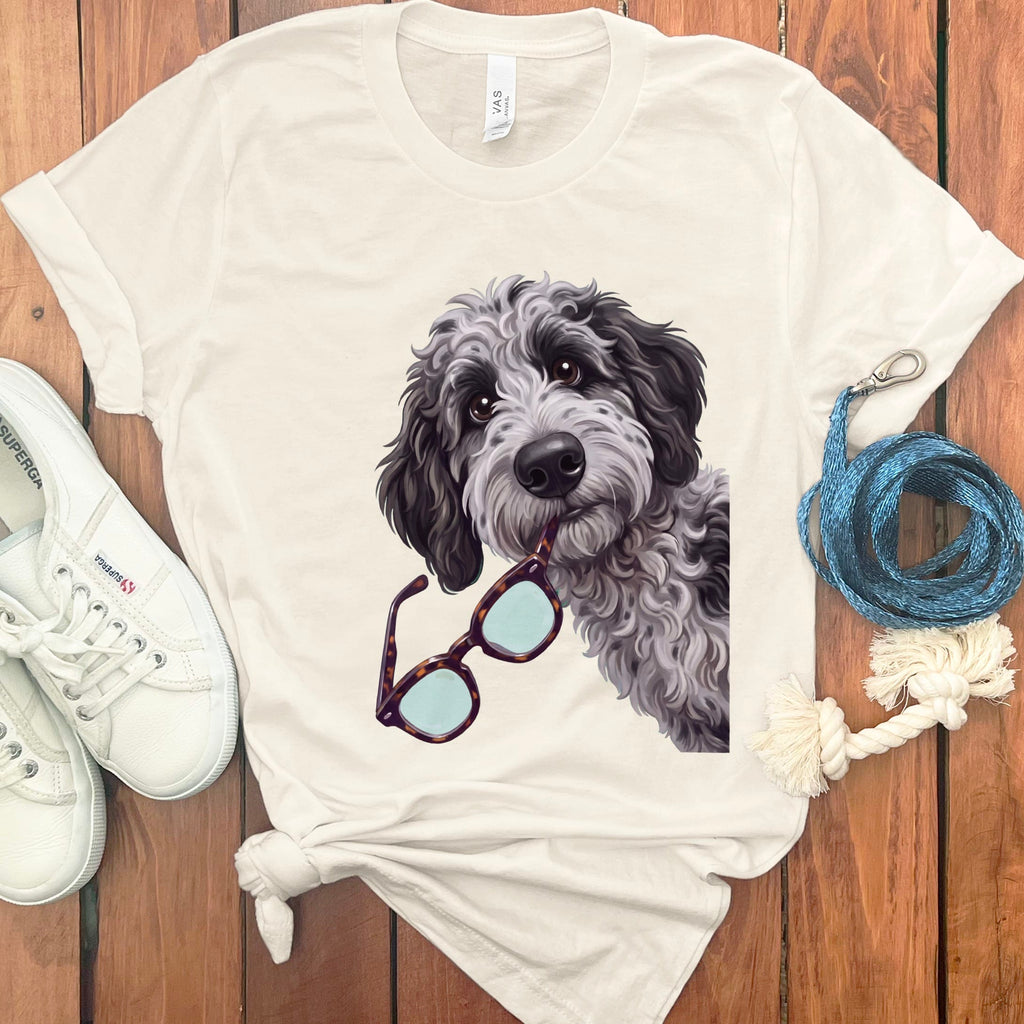 Merle Goldendoodle Stolen Glasses T-Shirt in Natural / S by Puppy Jo