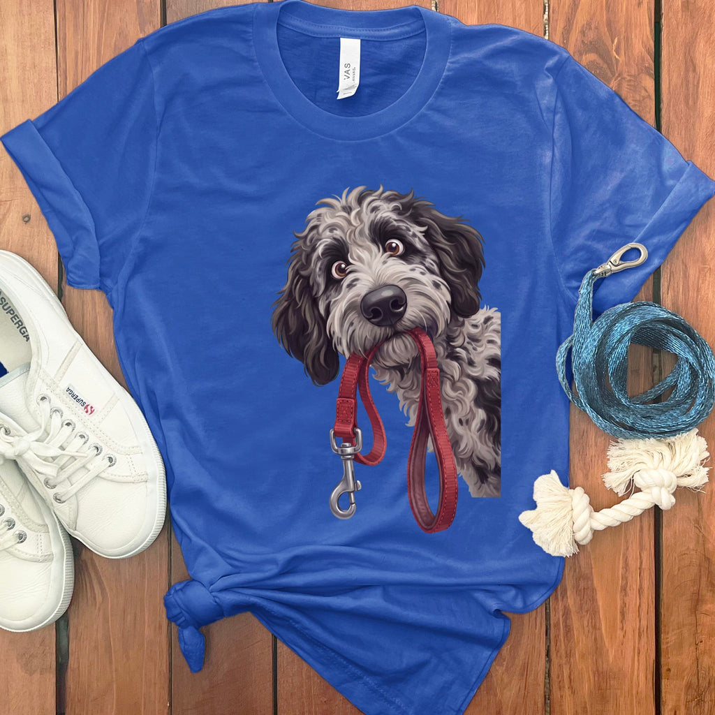 Merle Goldendoodle Walk T-Shirt in True Royal / S by Puppy Jo