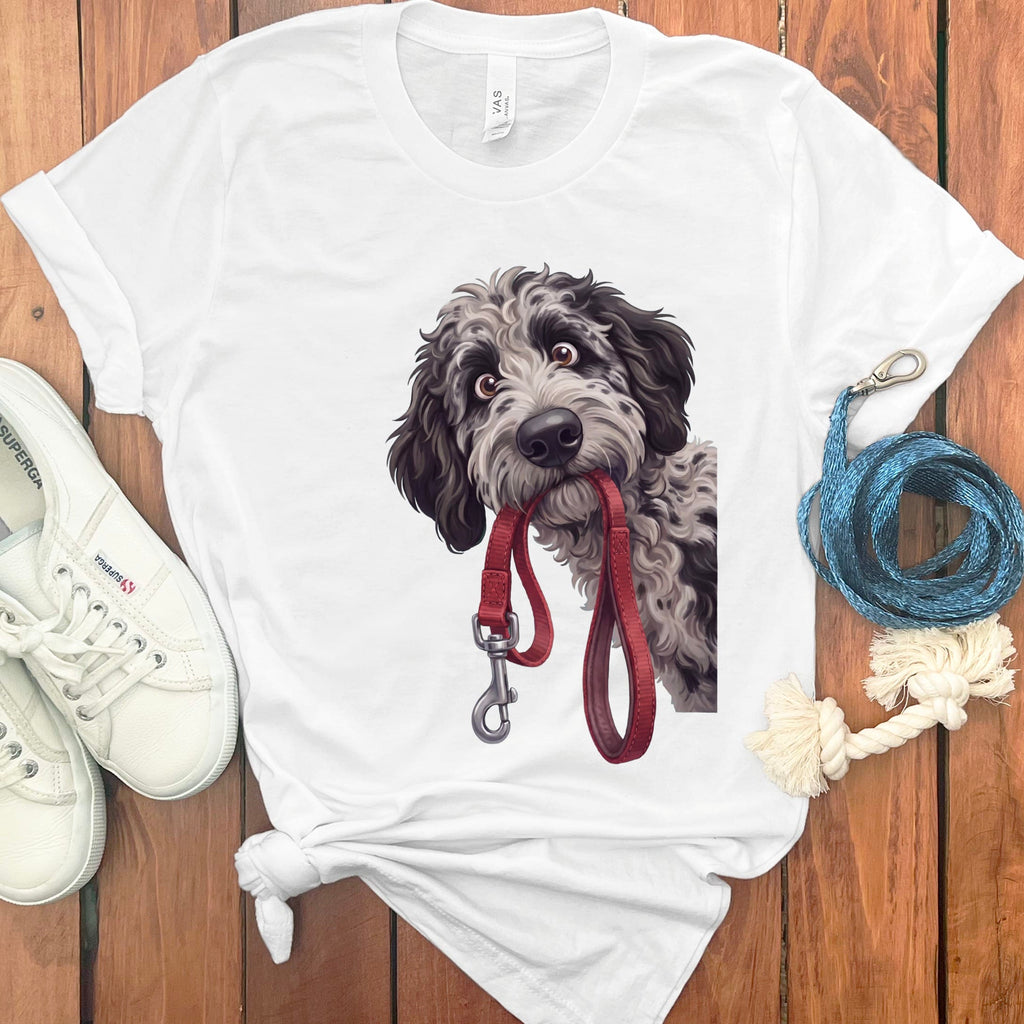 Merle Goldendoodle Walk T-Shirt in White / S by Puppy Jo
