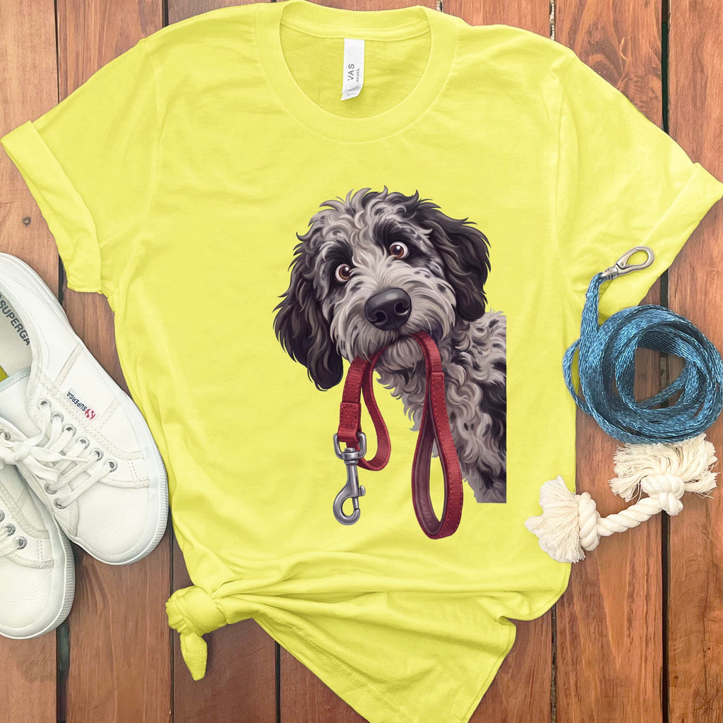 Merle Goldendoodle Walk T-Shirt in Yellow / S by Puppy Jo
