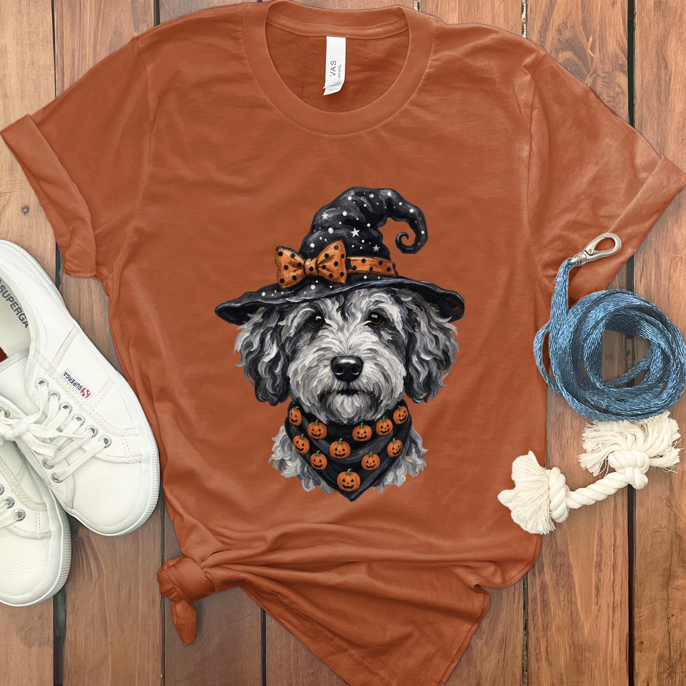 Merle Goldendoodle Witch Hat T-Shirt in Autumn / S by MyDesigns