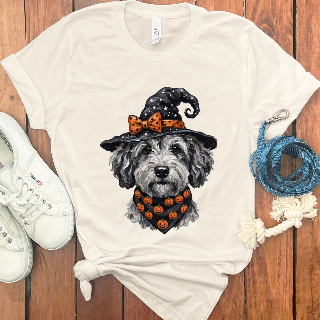 Merle Goldendoodle Witch Hat T-Shirt in Natural / S by MyDesigns