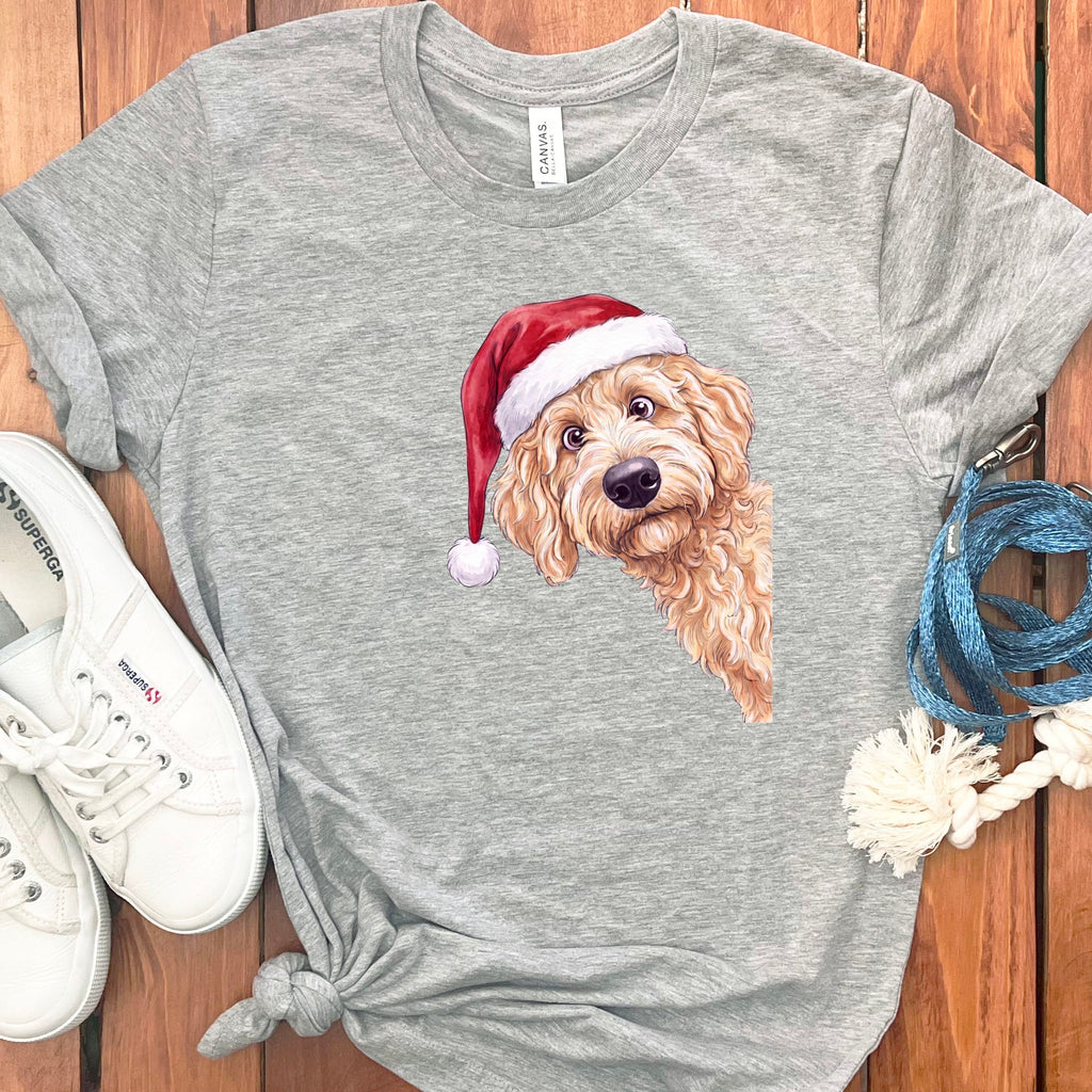 Merry Apricot Goldendoodle T-Shirt in Athletic Heather / S by Puppy Jo