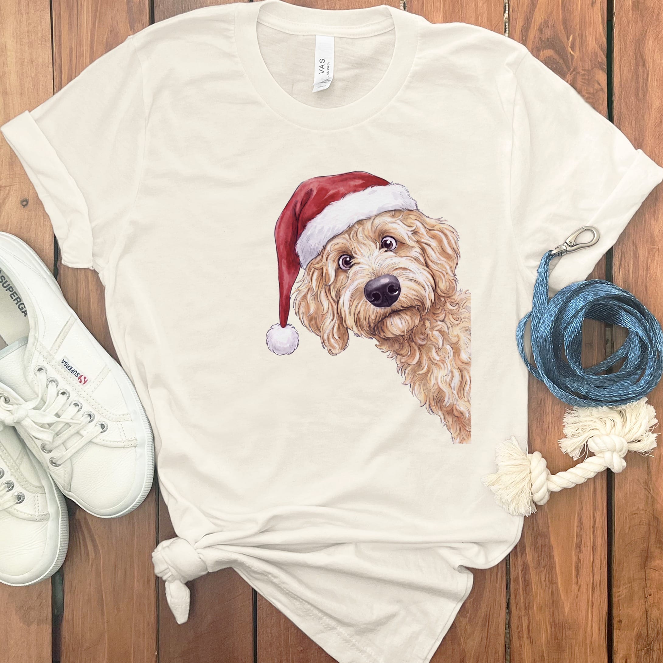 Merry Apricot Goldendoodle T-Shirt in Natural / S by Puppy Jo