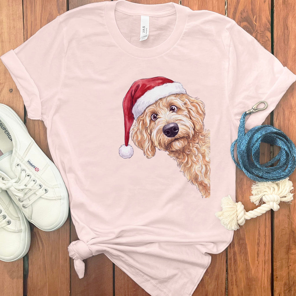 Merry Apricot Goldendoodle T-Shirt in Soft Pink / S by Puppy Jo