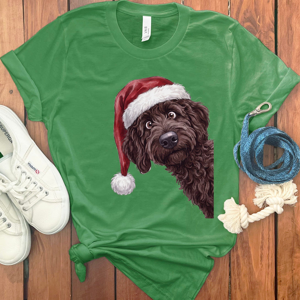 Merry Santa Chocolate Goldendoodle T-Shirt in Leaf / S by Puppy Jo