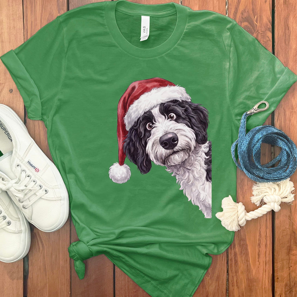 Merry Santa Sheepadoodle T-Shirt in Leaf / S by Puppy Jo