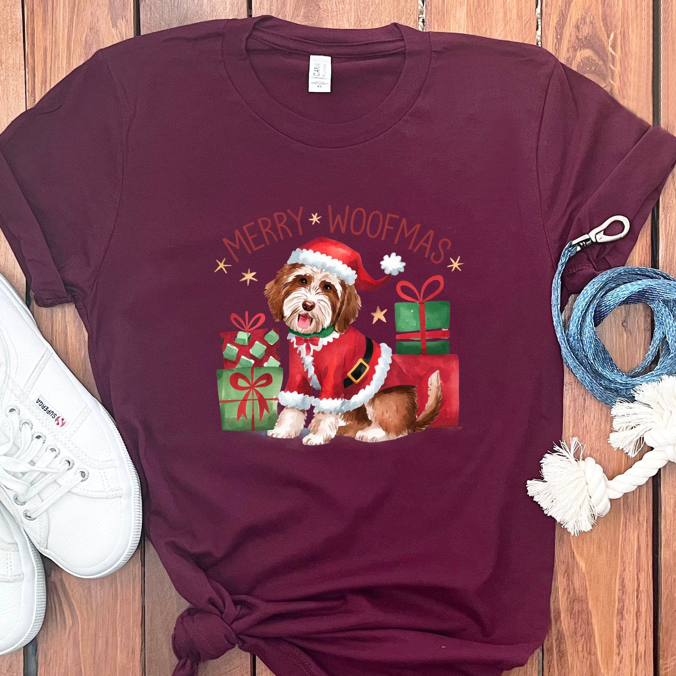Merry Woofmas Labradoodle T-Shirt in by Puppy Jo