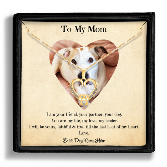 Personalized Dog Mom Dog Mama Heart Paw Necklace - PuppyJo