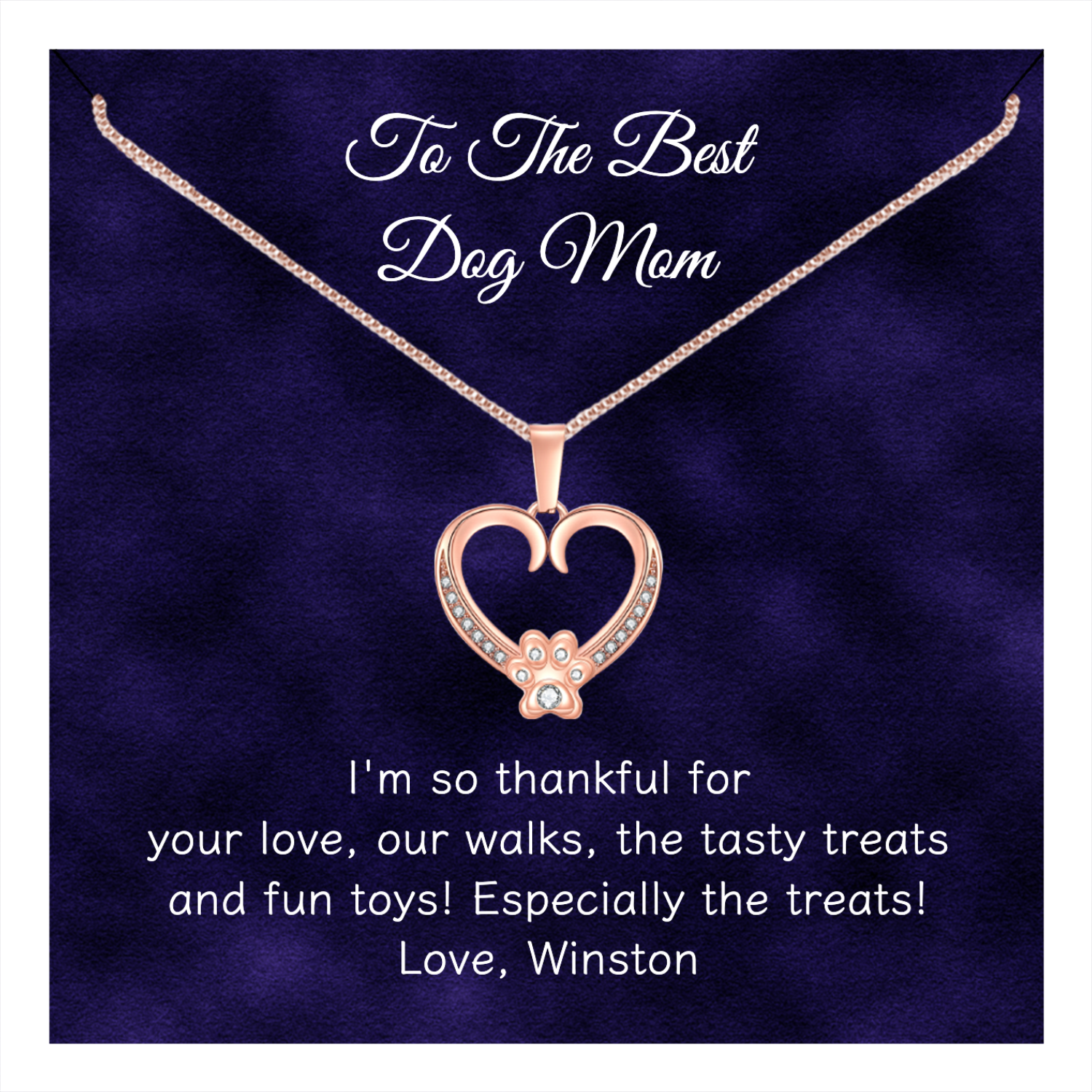 Heart & Paw Print Necklace: A Personalized Token of Love - PuppyJo 18K Rose Gold Paw Heart With Message Card