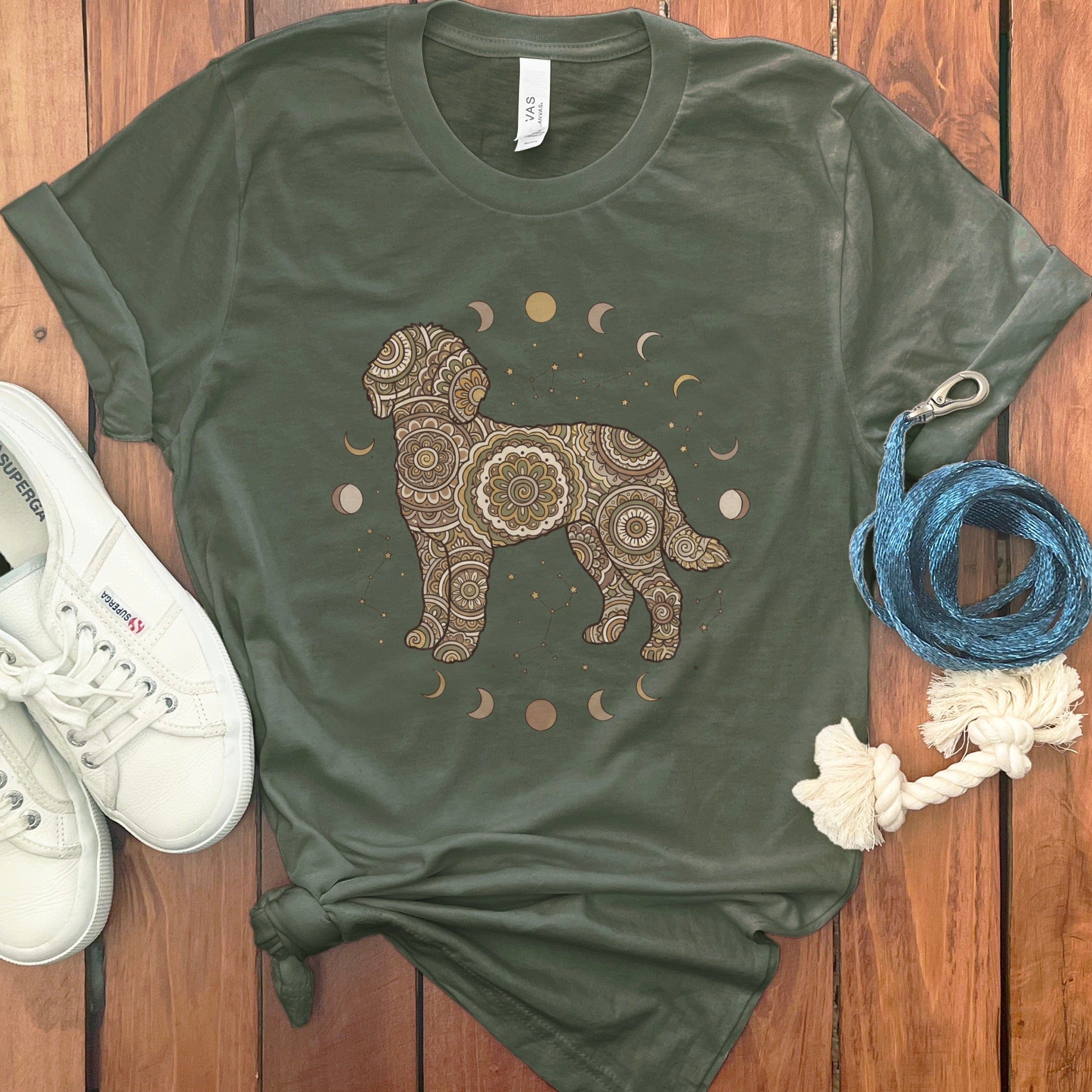 Mystical Goldendoodle T-Shirt in Military Green / S by Puppy Jo