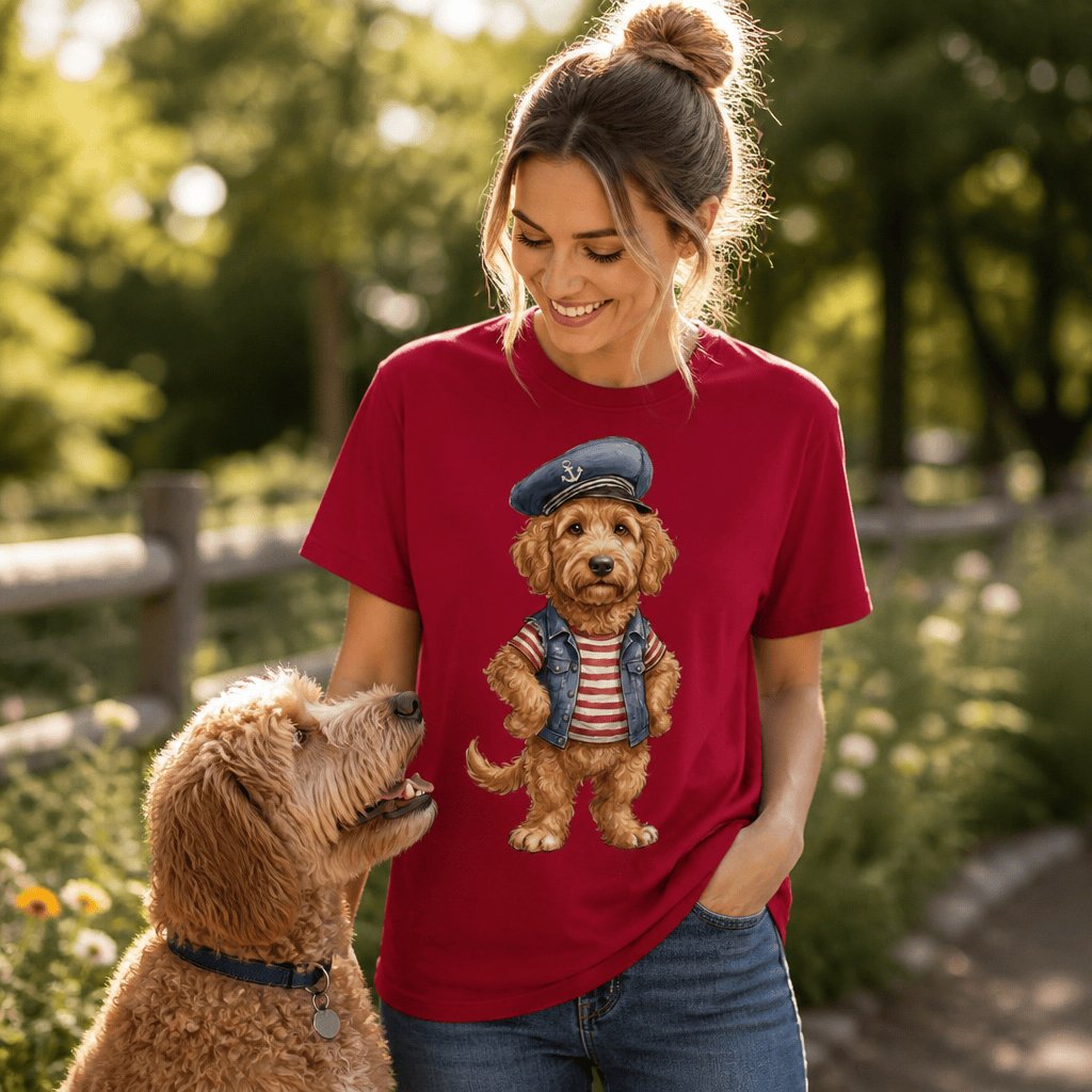 Nautical Apricot Doodle Signature T-Shirt in by Puppy Jo