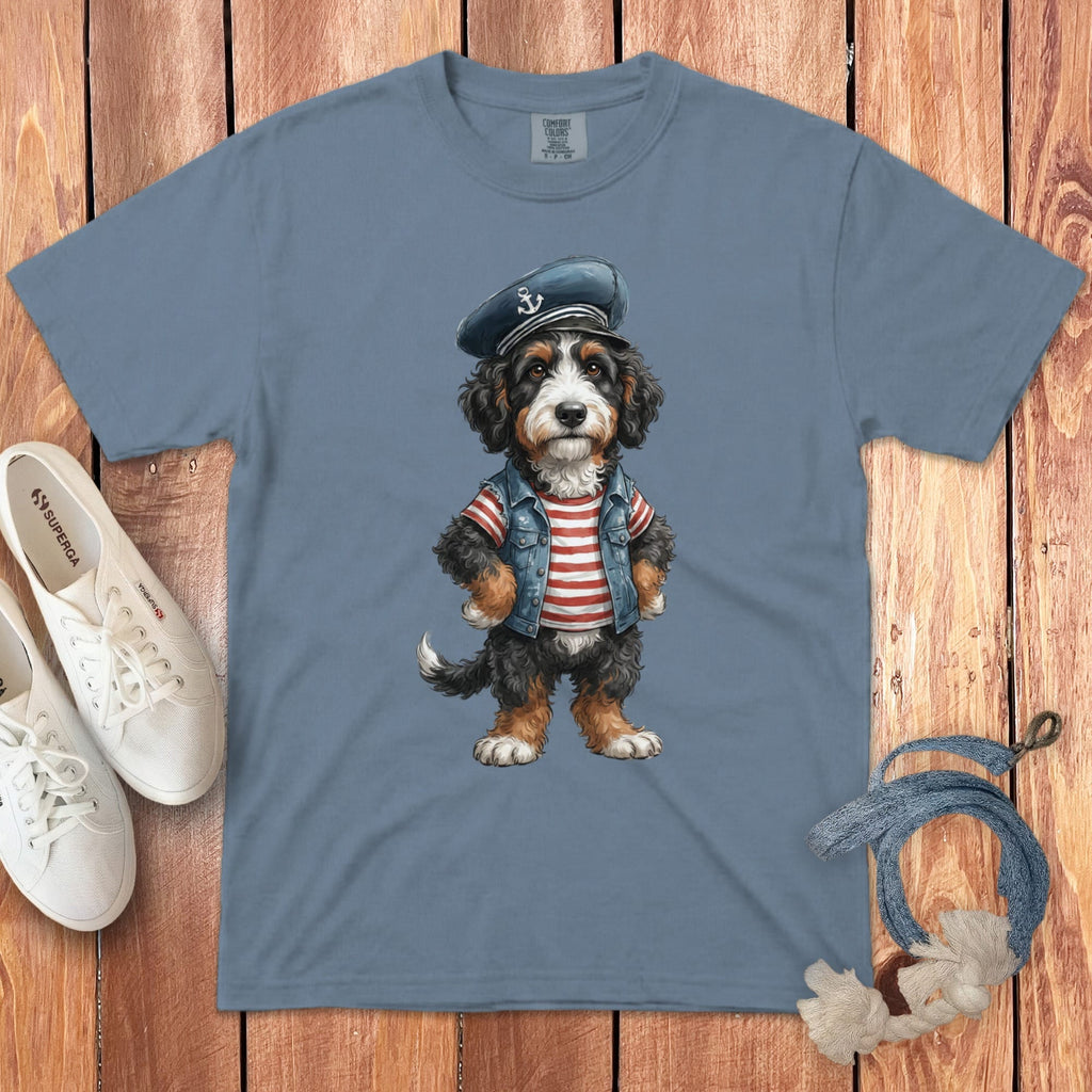 Nautical Bernedoodle Signature T-Shirt in Blue Jean / S by Puppy Jo
