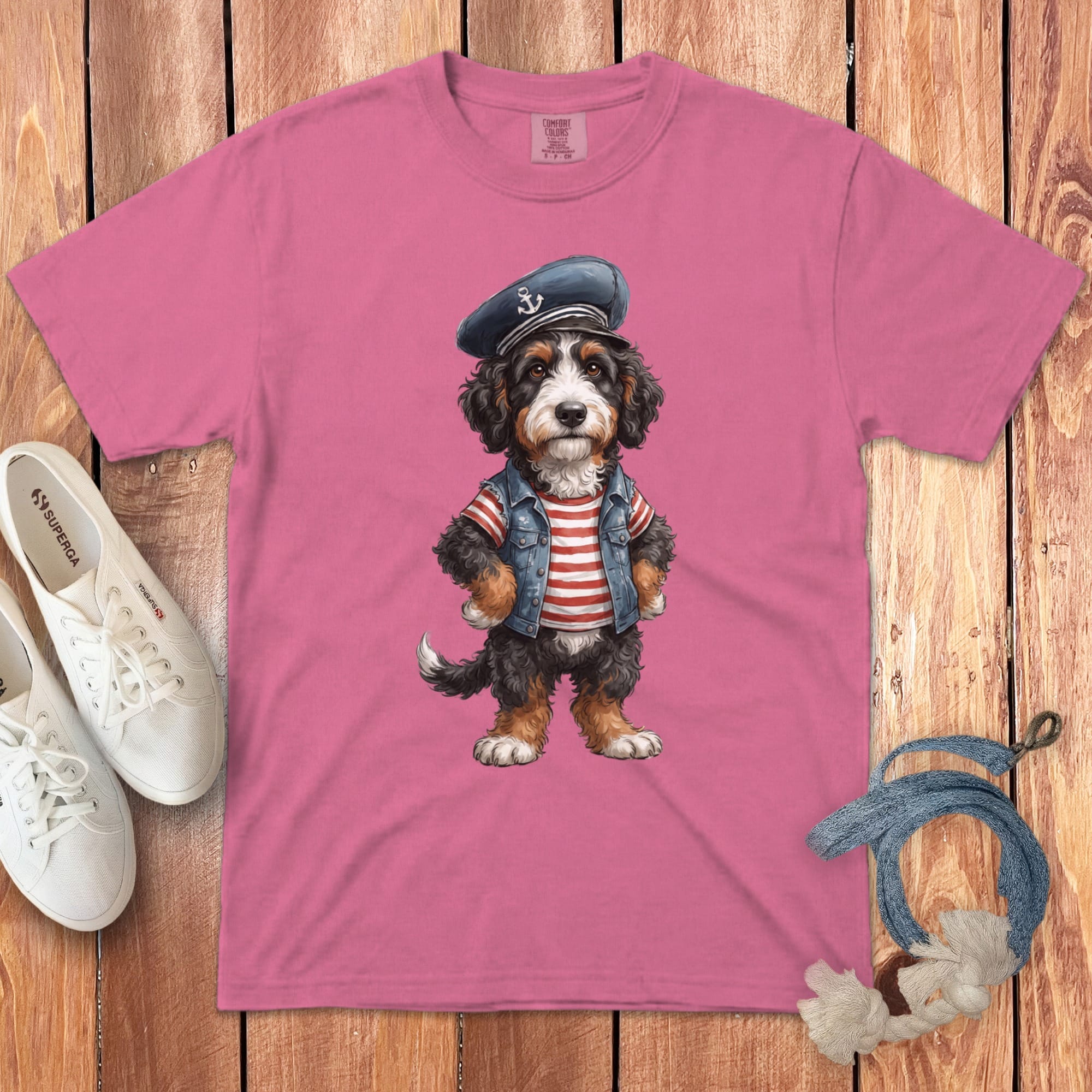 Nautical Bernedoodle Signature T-Shirt in Crunchberry / S by Puppy Jo