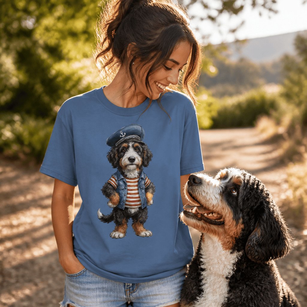 Nautical Bernedoodle Signature T-Shirt in by Puppy Jo
