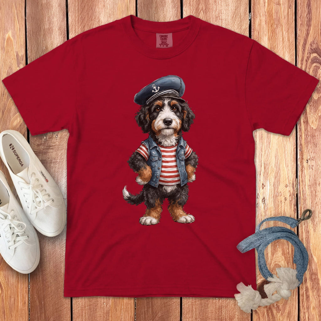 Nautical Bernedoodle Signature T-Shirt in Red / S by Puppy Jo