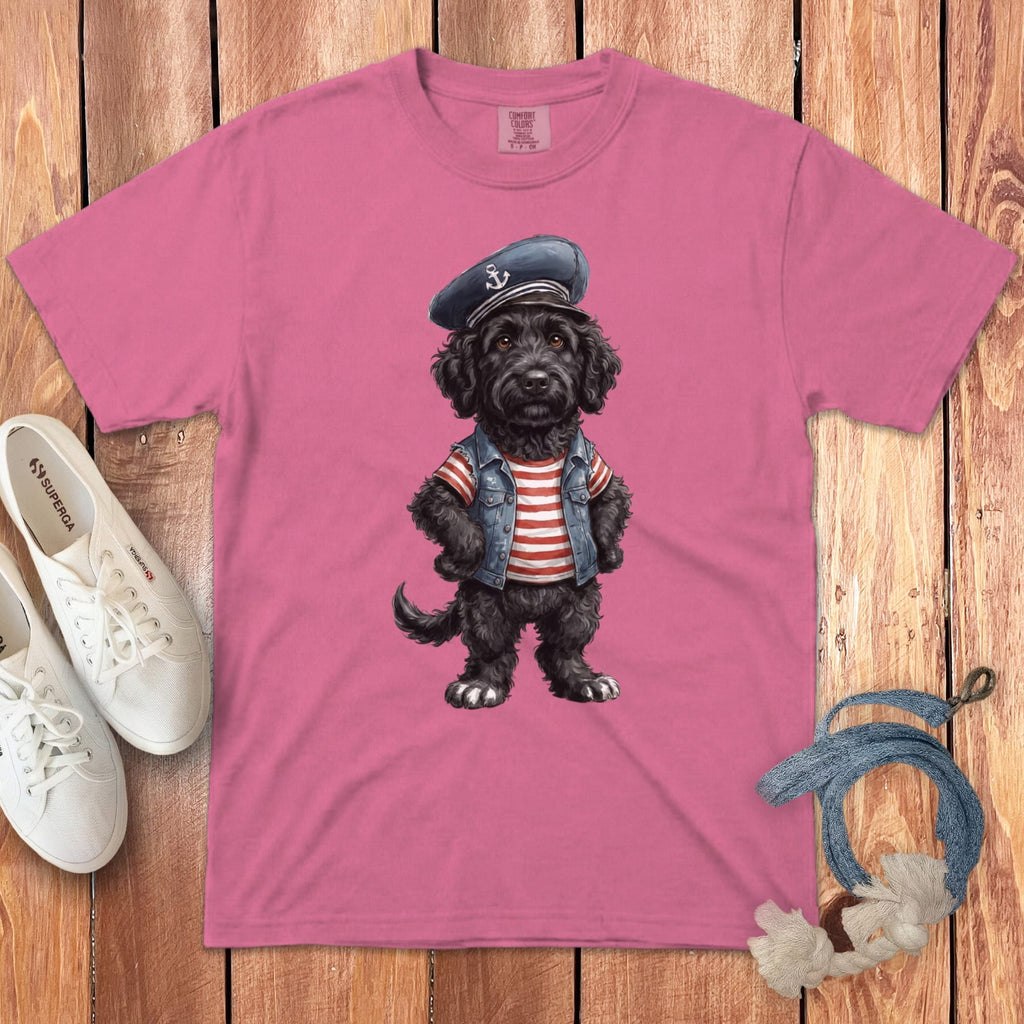 Nautical Black Doodle Signature T-Shirt in Crunchberry / S by Puppy Jo