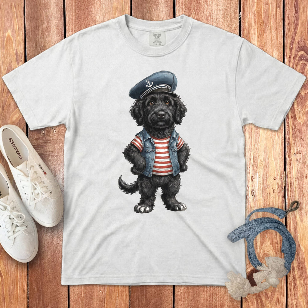 Nautical Black Doodle Signature T-Shirt in White / S by Puppy Jo