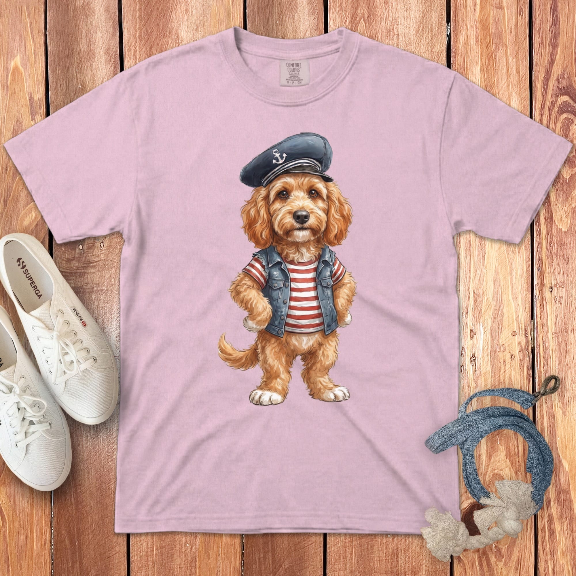 Nautical Cavapoo Signature T-Shirt in Blossom / S by Puppy Jo