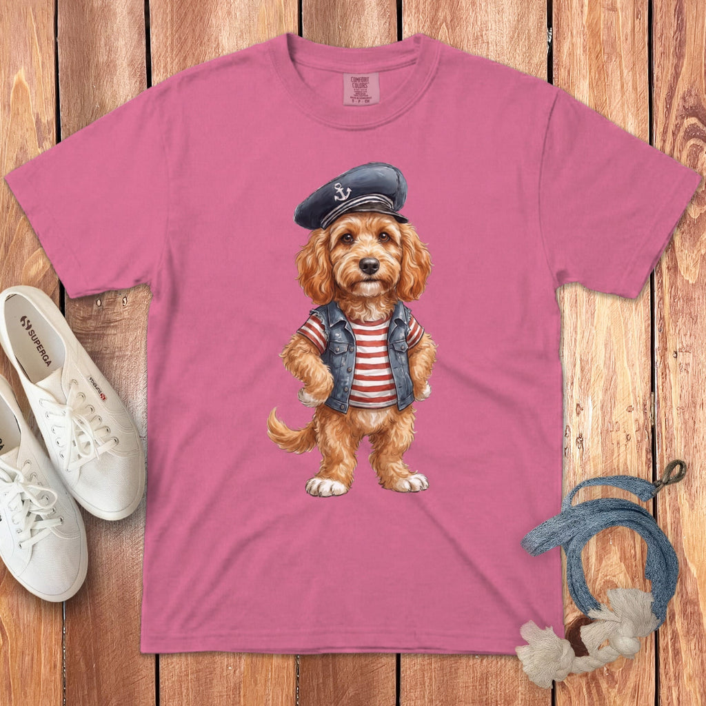Nautical Cavapoo Signature T-Shirt in Crunchberry / S by Puppy Jo