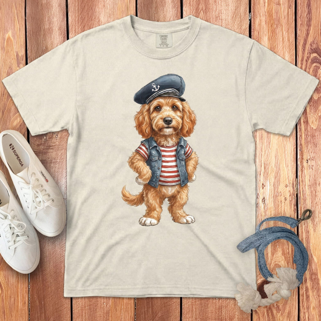 Nautical Cavapoo Signature T-Shirt in Ivory / S by Puppy Jo
