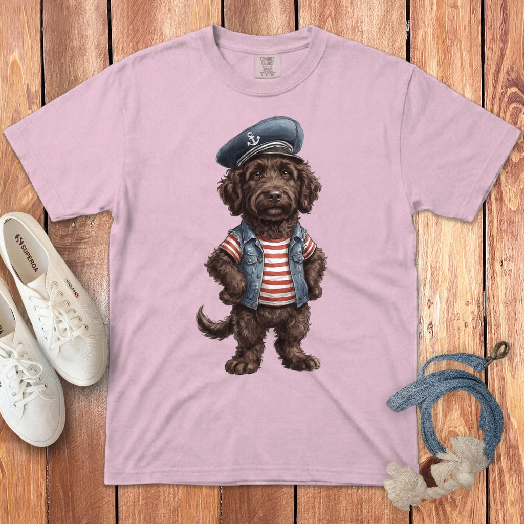 Nautical Chocolate Doodle Signature T-Shirt in Blossom / S by Puppy Jo
