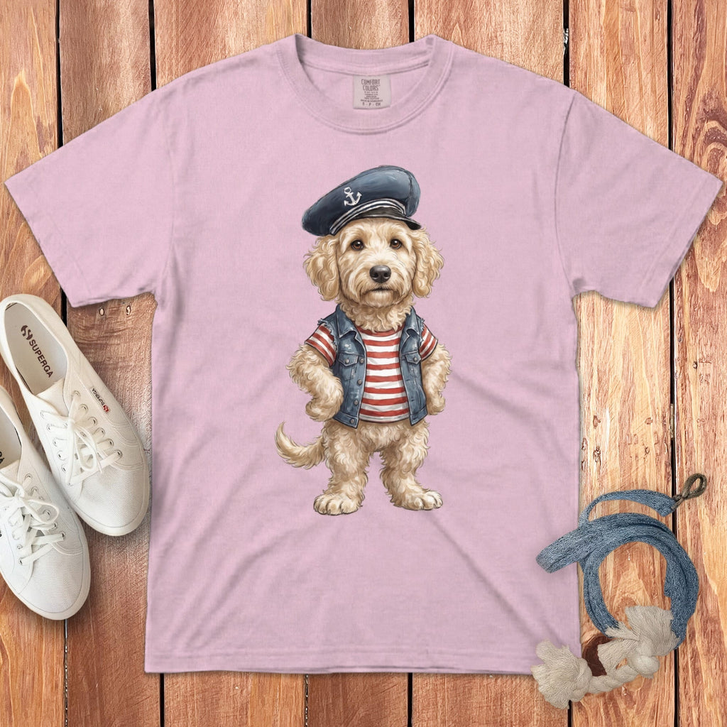 Nautical Cream Doodle Signature T-Shirt in Blossom / S by Puppy Jo