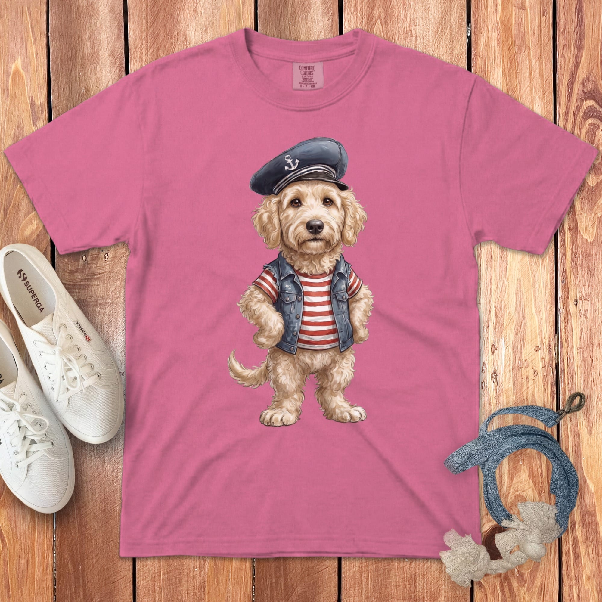 Nautical Cream Doodle Signature T-Shirt in Crunchberry / S by Puppy Jo