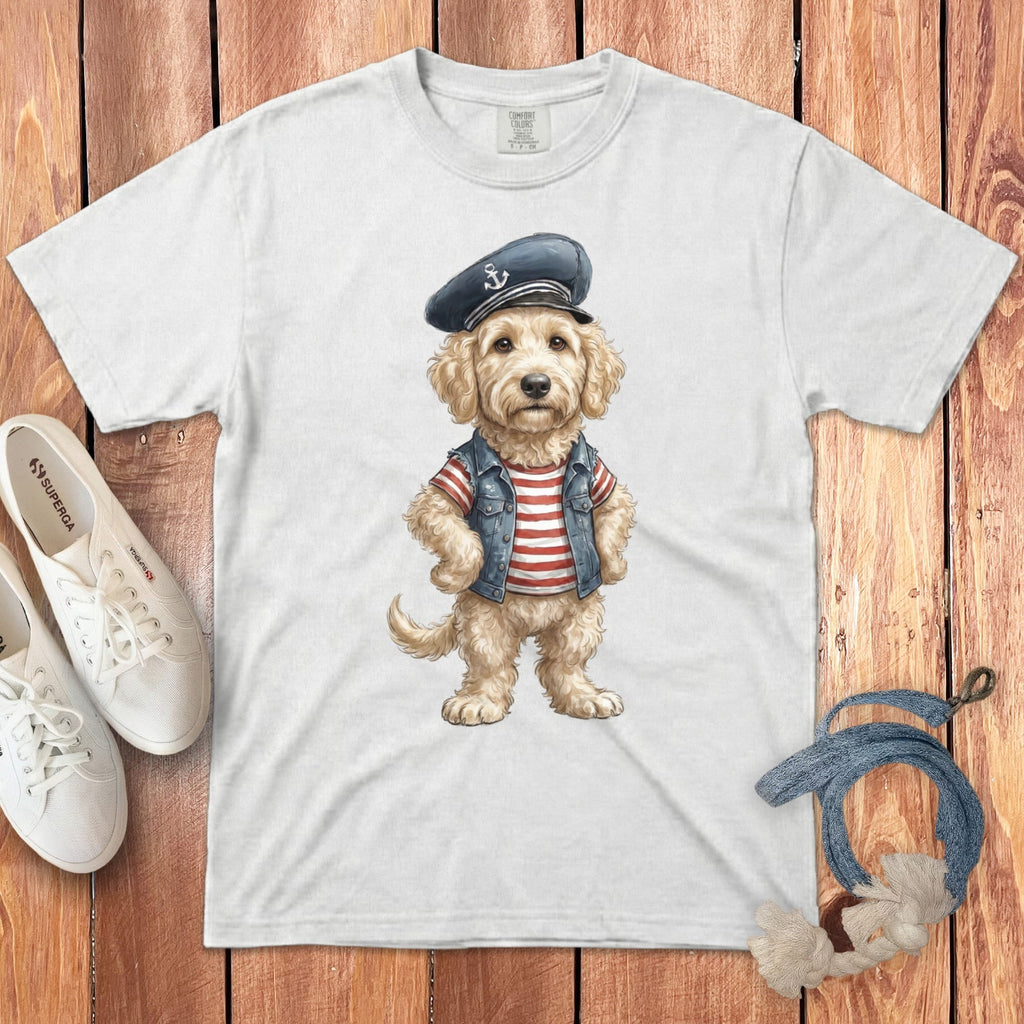 Nautical Cream Doodle Signature T-Shirt in White / S by Puppy Jo